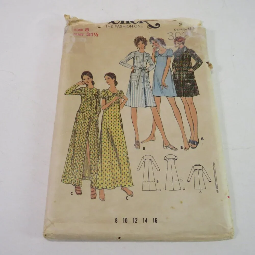 Butterick 6477 sewing pattern nightgown, dress, robe, coat  (loose fit)